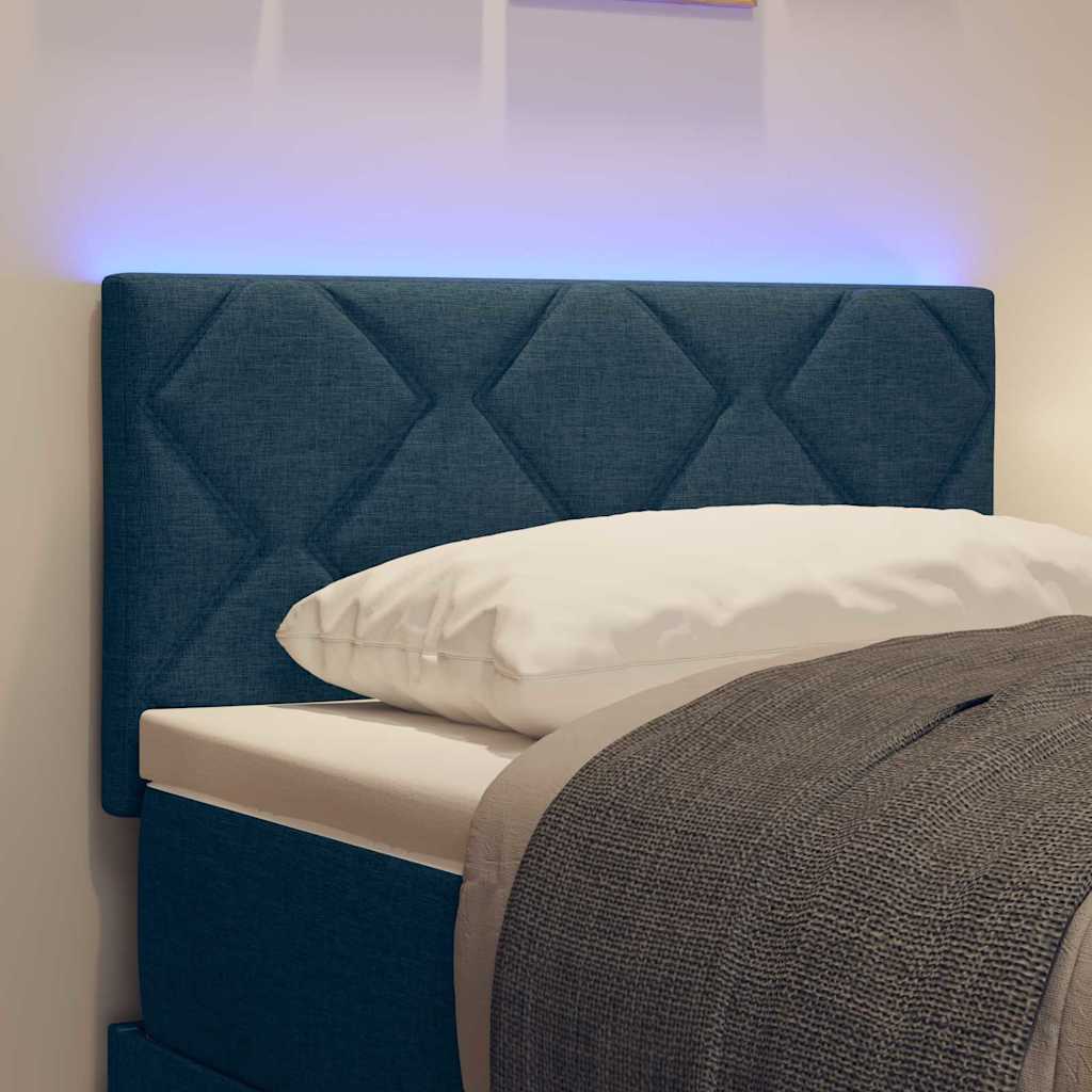 Headboard with LED Strip Lights Adjustable Blue 180 cm Fabric